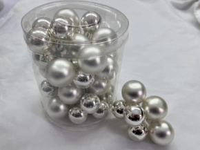 Набор шаров 36 шт. на проволоке (стекло), D2,5-3см, в асс., серебр. в интернет-магазине флористических аксессуаров Азалия Декор