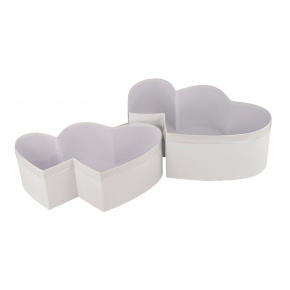 Набор коробок подарочных Сердце двойное 2шт. (картон), 37x23,5xH12,5см ,белый в интернет-магазине флористических аксессуаров Азалия Декор