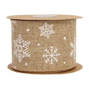 Лента Снежинки (полиэстер), 63 мм 5 м, натуральный/белый в интернет-магазине флористических аксессуаров Азалия Декор