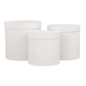 Набор коробок подарочных круглых 3шт., D19,5xH19см, белый в интернет-магазине флористических аксессуаров Азалия Декор