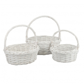 Набор корзин плетеных 3шт. (ива), D36x14xH38см, белый в интернет-магазине флористических аксессуаров Азалия Декор