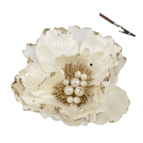 Магнолия на прищепке, D14см, белый в интернет-магазине флористических аксессуаров Азалия Декор