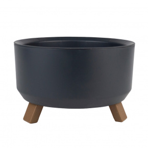 Кашпо со вставкой Грация Прайм (пластик), D15xH9см, 0,7л, антрацитовый в интернет-магазине флористических аксессуаров Азалия Декор