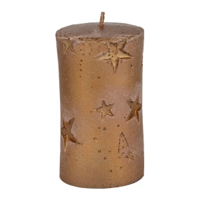 Свеча-столбик Звездопад (19 часов), D6xH10,5см, золотой в интернет-магазине флористических аксессуаров Азалия Декор