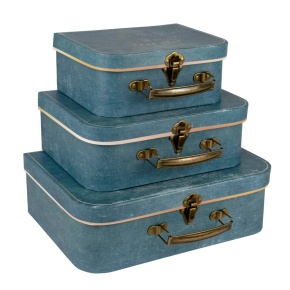 Набор коробок подарочных Чемодан 3шт., 30,2х21,9хH9,5см, синий в интернет-магазине флористических аксессуаров Азалия Декор