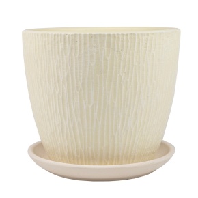 Цв. горшок с поддоном Маракуйя (бетон), D21xH18см, 4л, белый в интернет-магазине флористических аксессуаров Азалия Декор