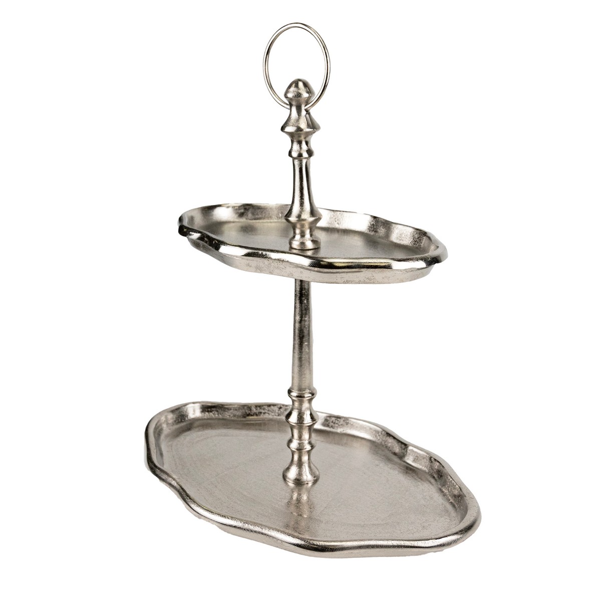 Подставка 2 яруса овальная (металл), Н44х36х24см, серебряный в интернет-магазине флористических аксессуаров Азалия Декор