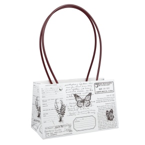 Пакет для цветов водостойкий Бабочки (крафт), 22х11х14см (в уп. 10шт.), белый/коричневый в интернет-магазине флористических аксессуаров Азалия Декор