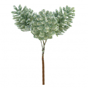 Набор шишек с глиттером на вставках 3шт., D6xL13см, зеленый в интернет-магазине флористических аксессуаров Азалия Декор