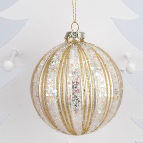Украшение подвесное Шар (стекло), D10см, шампань в интернет-магазине флористических аксессуаров Азалия Декор