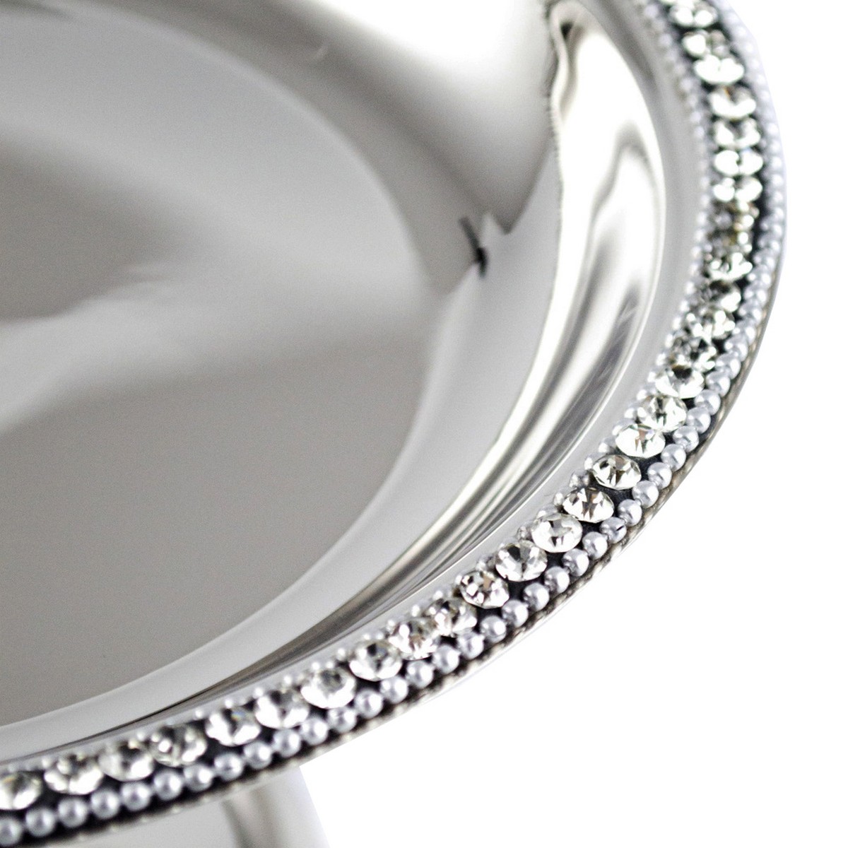 Блюдо со стразами на ножке (металл), D18,5xH11,5см, серебряный в интернет-магазине флористических аксессуаров Азалия Декор