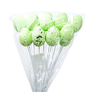 Набор яиц на вставке 12шт. (пенопласт), H28х4см, зел. в интернет-магазине флористических аксессуаров Азалия Декор