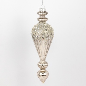 Украшение подвесное со стразами (стекло), Н19х5,5х5,5см, серебряный в интернет-магазине флористических аксессуаров Азалия Декор