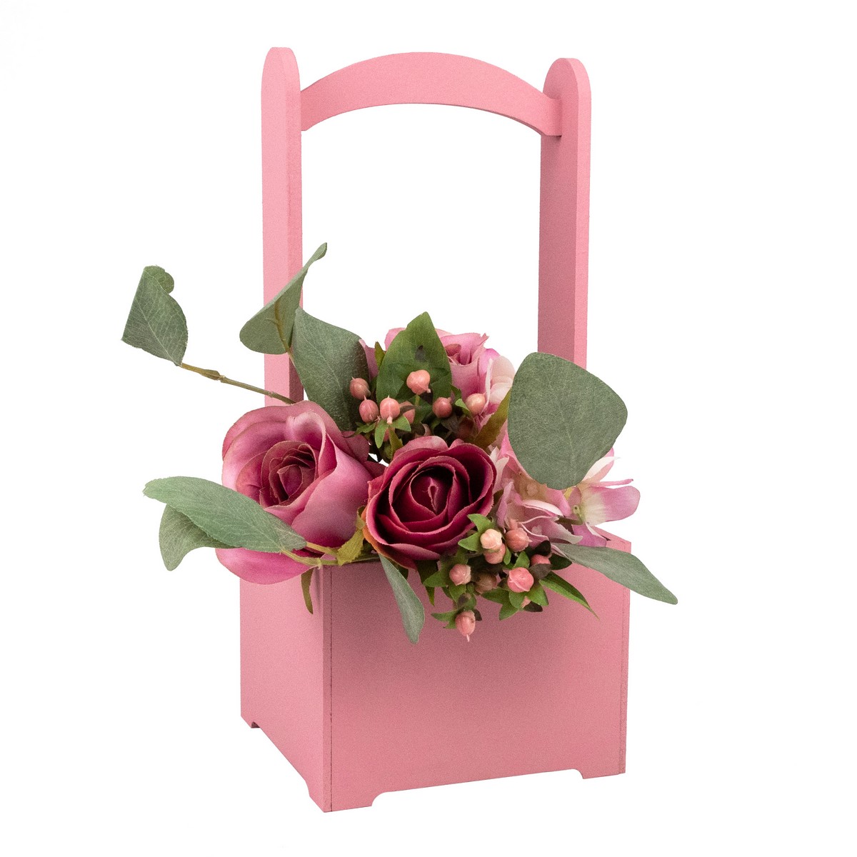 Корзина (дерево), 14х14х30см, пудровый в интернет-магазине флористических аксессуаров Азалия Декор