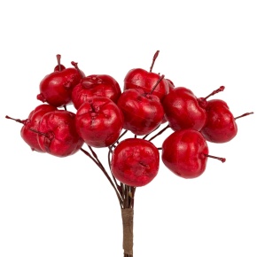 Набор яблок на вставках 12шт., D1,8x2,1xL10см, красный в интернет-магазине флористических аксессуаров Азалия Декор