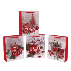 Пакет подарочный (бумага), 18х24х8см (в уп. 12 шт.), в асс. в интернет-магазине флористических аксессуаров Азалия Декор