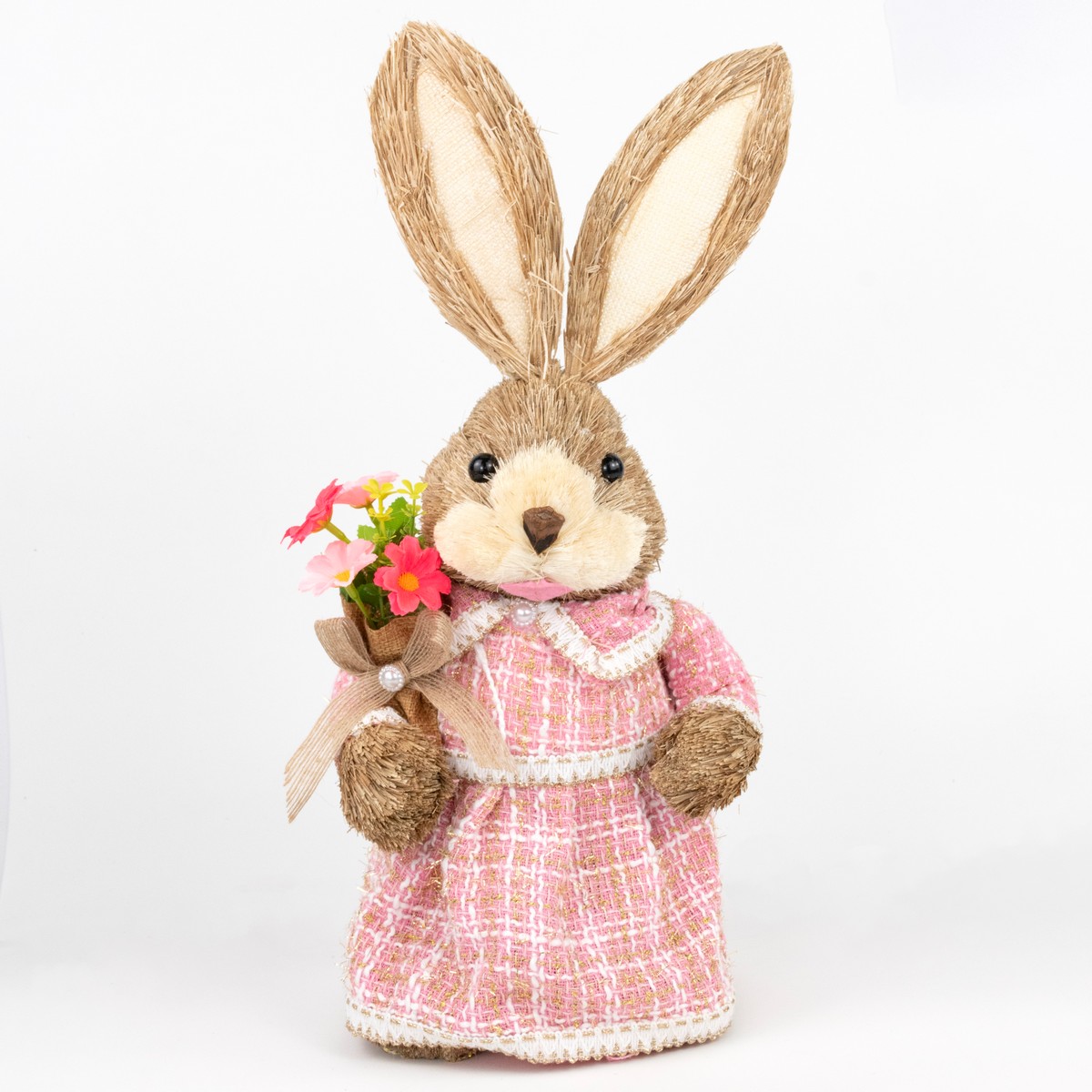 Сувенир Заяц Мальчик/Девочка (пенопласт/трава), H45см, в асс., коричневый в интернет-магазине флористических аксессуаров Азалия Декор