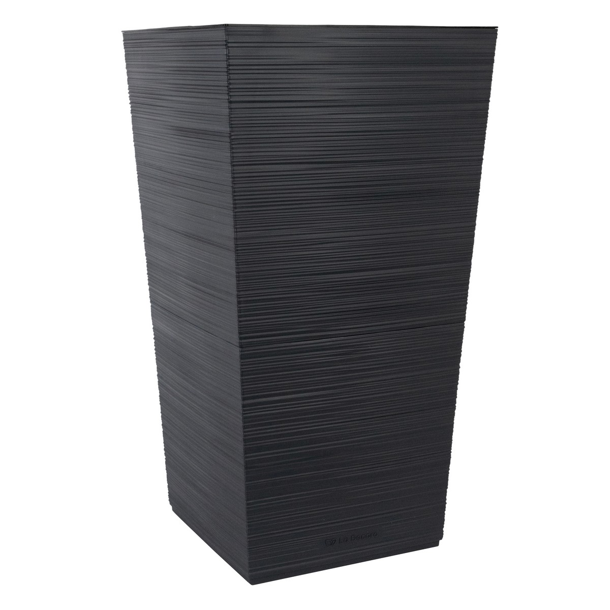 Кашпо квадратное со вставкой Ля Декоро (пластик), 37х37xH68см, 34,5л, антрацитовый в интернет-магазине флористических аксессуаров Азалия Декор