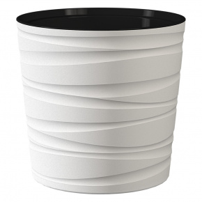 Кашпо со вставкой Модерн, D26xH25см, 8л, белый в интернет-магазине флористических аксессуаров Азалия Декор