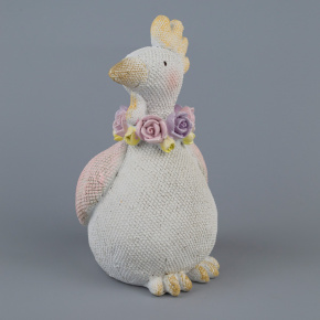 Сувенир Курица (полирезин), H16x9x11см, белый/розовый в интернет-магазине флористических аксессуаров Азалия Декор