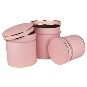 Набор коробок подарочных круглых 3шт., 23х23см, розовый в интернет-магазине флористических аксессуаров Азалия Декор