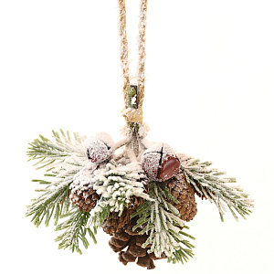 Украшение подвесное Шишка заснеженная, 18см в интернет-магазине флористических аксессуаров Азалия Декор