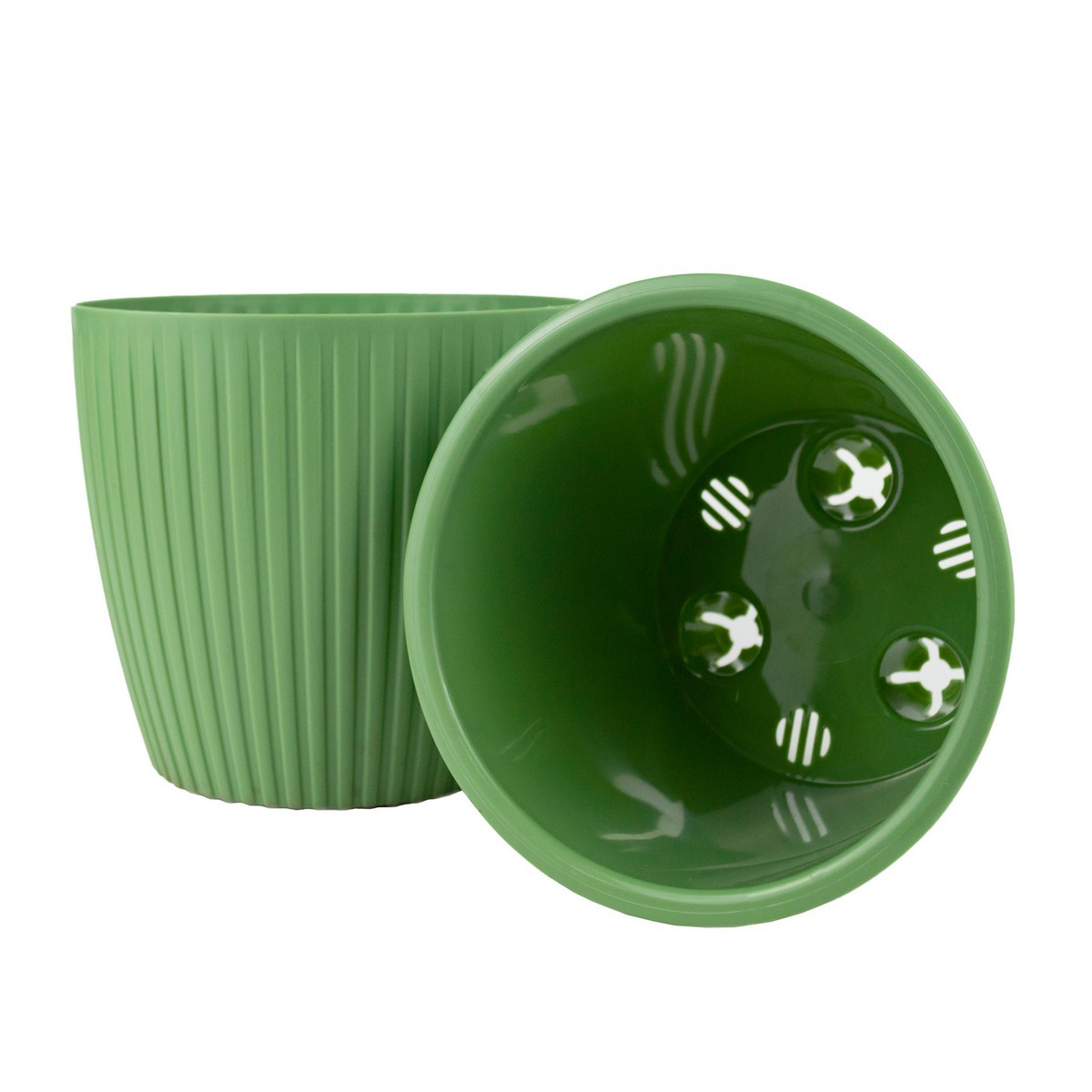 Кашпо со вставкой Эви (пластик), D14xH12,8см, 1,5л, зеленый в интернет-магазине флористических аксессуаров Азалия Декор
