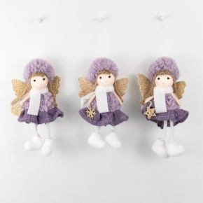 Украшение подвесное Девочка, H14х4х3см, в асс., сиреневый в интернет-магазине флористических аксессуаров Азалия Декор