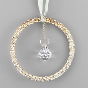 Украшение подвесное Кольцо с кристаллом (пластик), 8х8см, серебряный в интернет-магазине флористических аксессуаров Азалия Декор