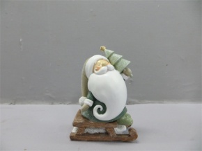 Сувенир Санта на санках (полирезин), H11x8,5х5см, зеленый в интернет-магазине флористических аксессуаров Азалия Декор