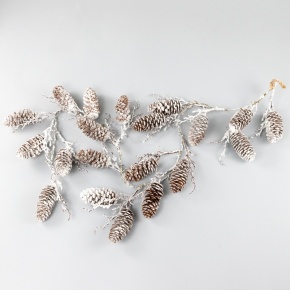 Гирлянда из шишек заснеженная, 105 см, коричневый в интернет-магазине флористических аксессуаров Азалия Декор