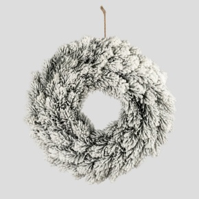 Венок еловый заснеженный, D28см, зел./бел. в интернет-магазине флористических аксессуаров Азалия Декор