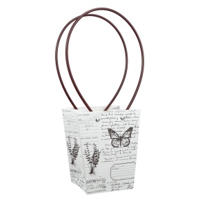 Пакет для цветов водостойкий Бабочки (крафт), 13х9,5х15см (в уп. 10шт.), белый/коричневый в интернет-магазине флористических аксессуаров Азалия Декор