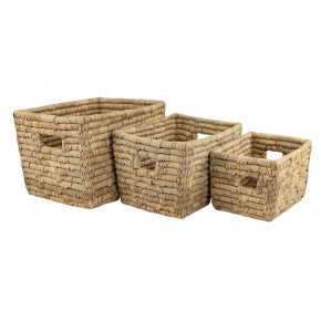 Набор ящиков плетеных 3шт. (растительный материал), 32х26xH22см, натуральный в интернет-магазине флористических аксессуаров Азалия Декор