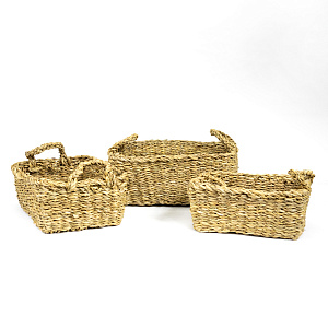 Набор ящиков плетеных 3шт. (растительный материал), 36х27xH15см, натуральный в интернет-магазине флористических аксессуаров Азалия Декор