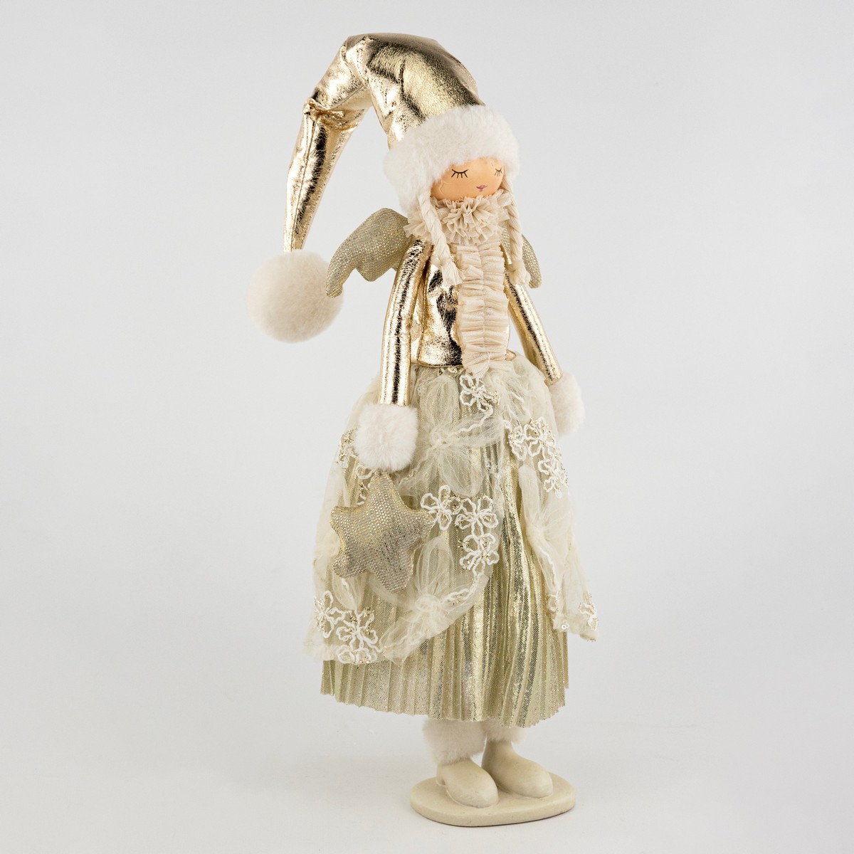 Сувенир Фея с LED огнем, Н69х23х23см, шампань в интернет-магазине флористических аксессуаров Азалия Декор