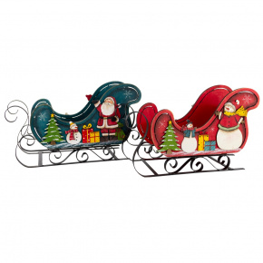 Сувенир Санки (дерево), H25,5x42х17см, в асс., красный/синий в интернет-магазине флористических аксессуаров Азалия Декор