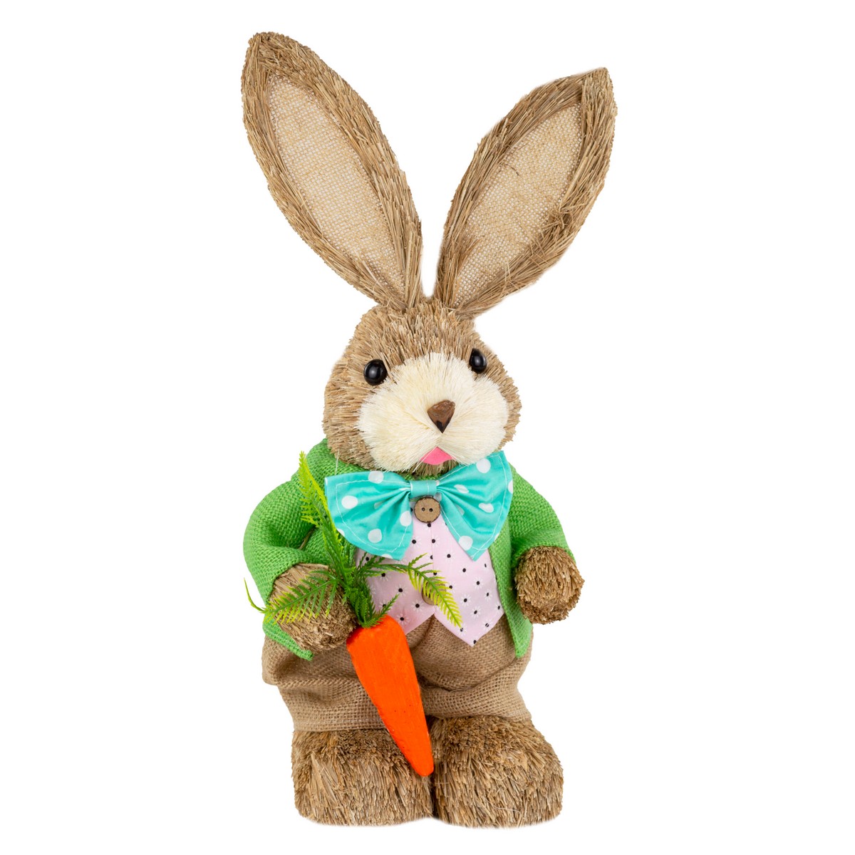 Сувенир Заяц Мальчик/Девочка (пенопласт/трава), H46см, в асс., коричневый в интернет-магазине флористических аксессуаров Азалия Декор