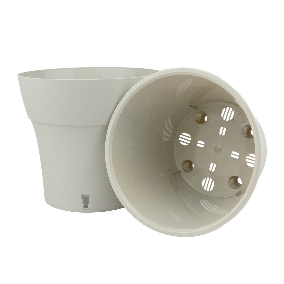 Кашпо со вставкой Дали Софт (пластик), D13,5xH12,5см, 1,2л, серый в интернет-магазине флористических аксессуаров Азалия Декор