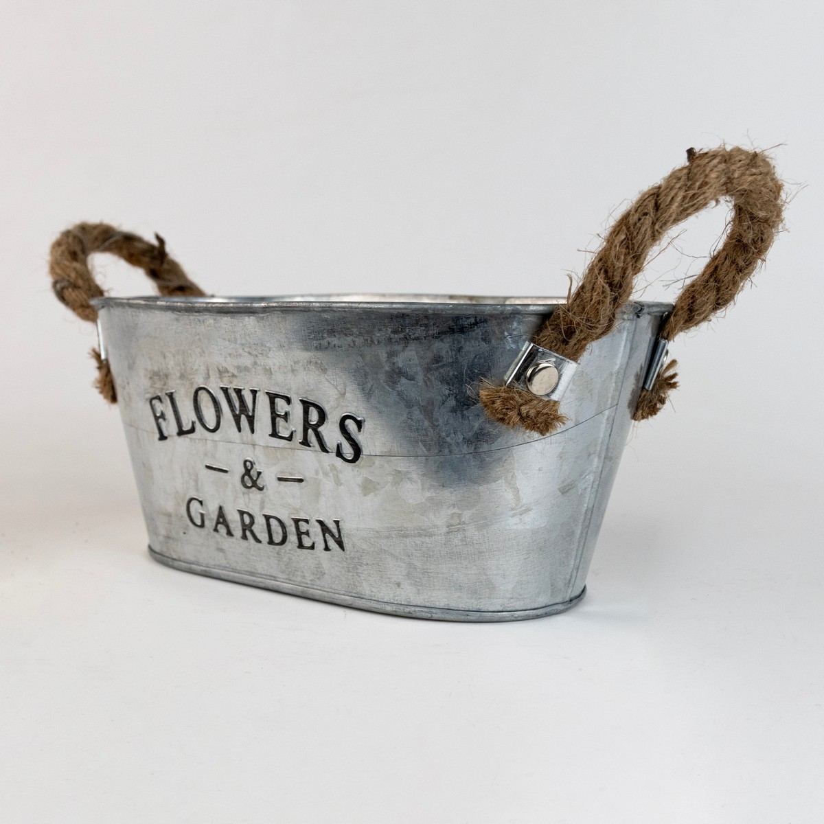 Кашпо с ручками Флауэрс (металл), H9x20,5x16см, натуральный в интернет-магазине флористических аксессуаров Азалия Декор