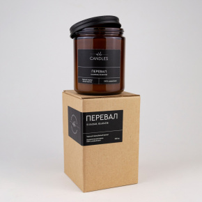 Свеча в банке с крышкой ароматическая Перевал (соевый воск), H9,5xD7,5см, коричневый в интернет-магазине флористических аксессуаров Азалия Декор