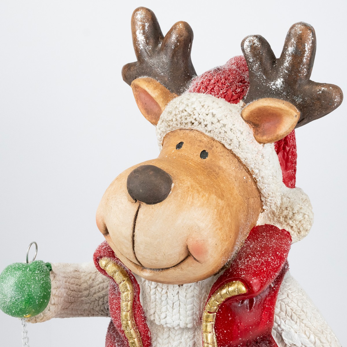 Сувенир Олень с фонарем (керамика), Н52х25,5х20см, красный в интернет-магазине флористических аксессуаров Азалия Декор