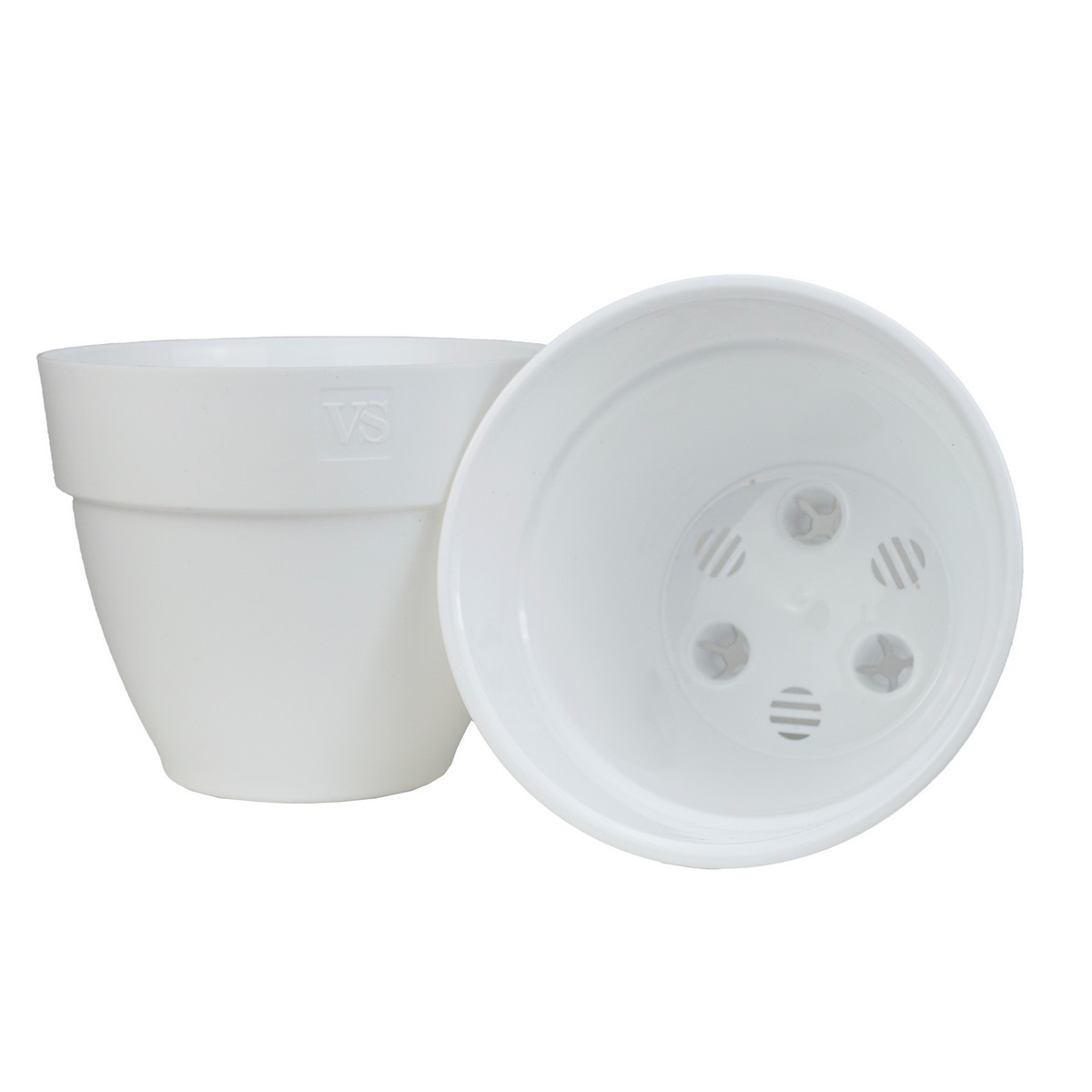 Кашпо со вставкой Лори (пластик), D25xH20,4см, 6,7л, белый в интернет-магазине флористических аксессуаров Азалия Декор