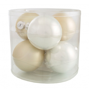 Набор шаров 6шт. в тубе (стекло), D10см, микс шамп./крем. в интернет-магазине флористических аксессуаров Азалия Декор