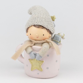 Сувенир Мальчик в кружке (полирезин), Н15,5х10х8,5см, розовый в интернет-магазине флористических аксессуаров Азалия Декор