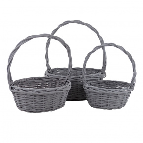 Набор корзин плетеных 3шт. (ива), D31x13,5xH36см, темно-серый в интернет-магазине флористических аксессуаров Азалия Декор