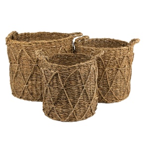 Набор корзин плетеных 3шт. (растительный материал), D37xH30см, натуральный в интернет-магазине флористических аксессуаров Азалия Декор
