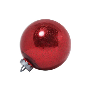 Украшение Шар с глиттером (пластик), D20см, красный в интернет-магазине флористических аксессуаров Азалия Декор