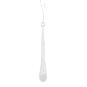 Украшение подвесное Сосулька с глиттером (пластик), 20см, прозрачный в интернет-магазине флористических аксессуаров Азалия Декор