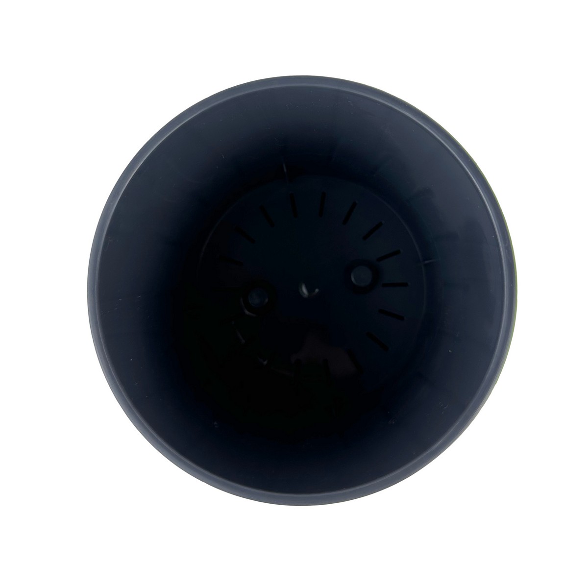 Кашпо со вставкой Листья (пластик), D13xH13,5см, 1,25л, зел./антрацит. в интернет-магазине флористических аксессуаров Азалия Декор